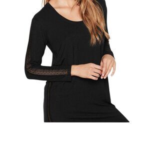 Victoria Secrete Black Longsleeve Nightgown With Lace Detail Size Small